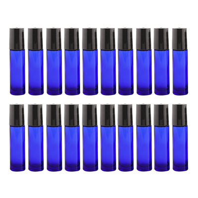10ml Cobalt Roller Bottle with Black Lid and Stainless Steel Roller Balls (144 pack) ***Wholesale*** - Oil Life Canada - Canada's Best Essential Oil Supplies