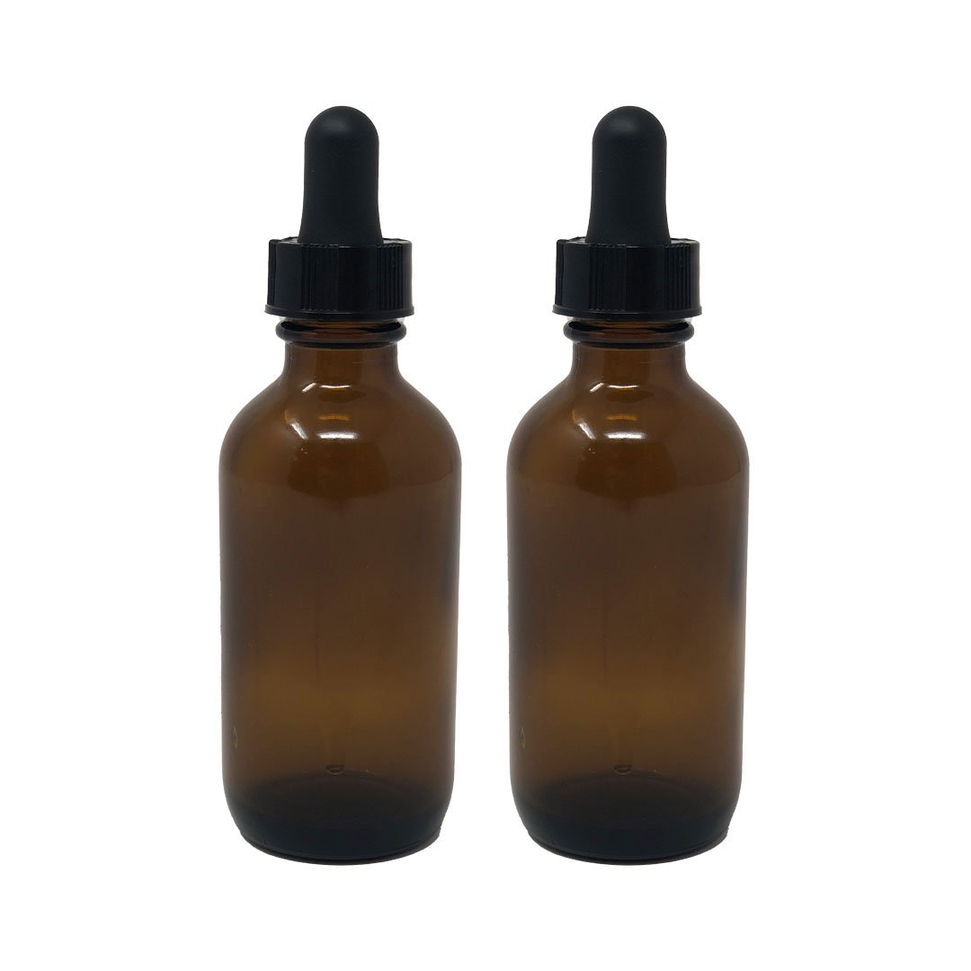 60ml (2oz) Amber Glass Boston Round with Dropper - Oil Life Canada - Canada's Best Essential Oil Supplies