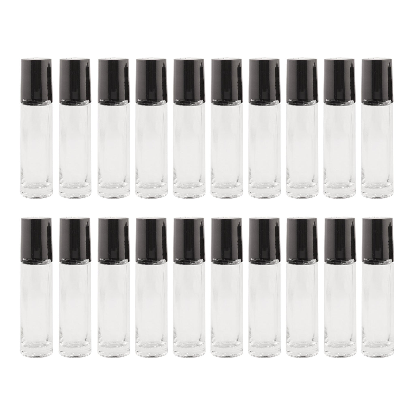 10ml Clear Roller Bottle with Black Lid and Stainless Steel Roller Balls (150 pack) ***Wholesale*** - Oil Life Canada - Canada's Best Essential Oil Supplies