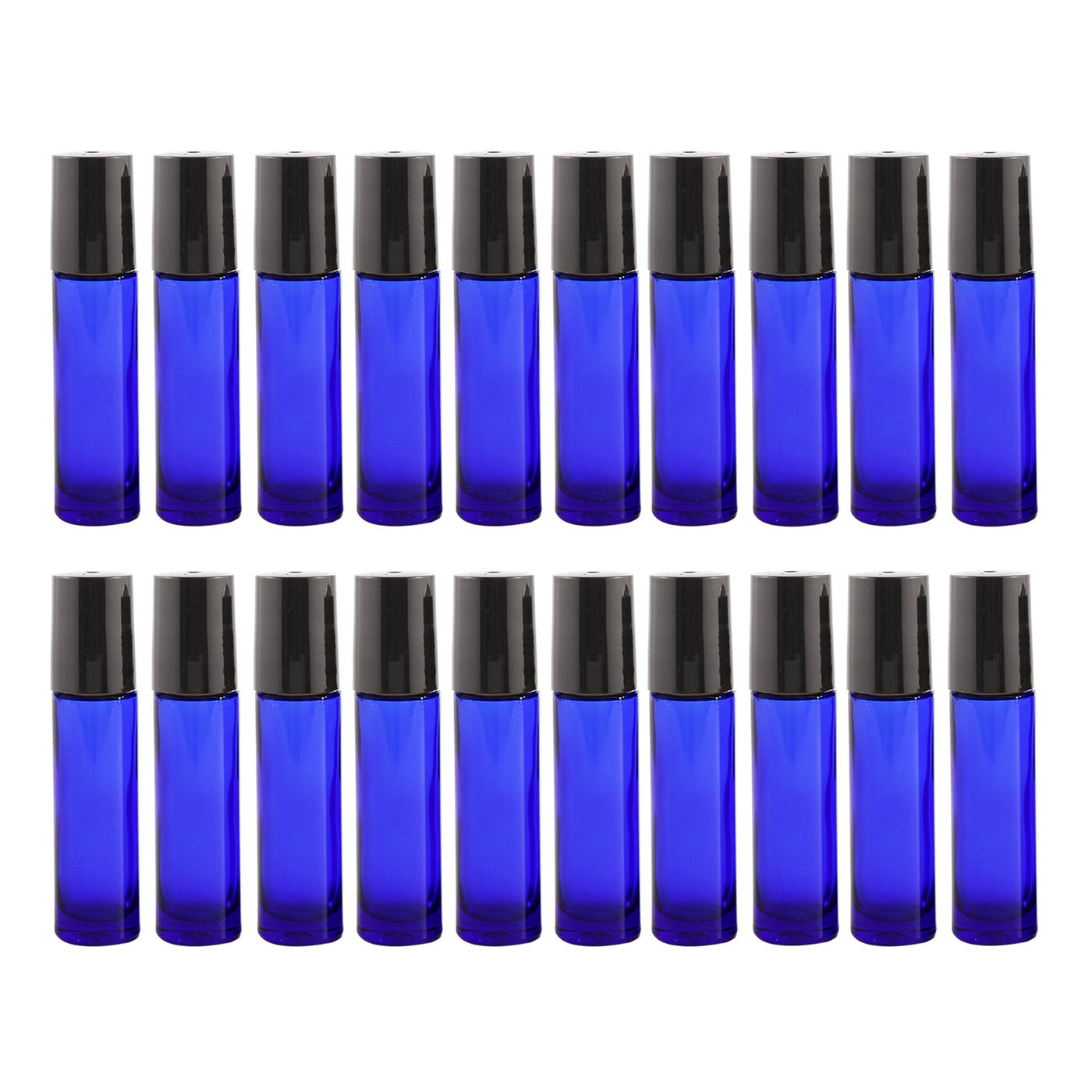 10ml Cobalt Roller Bottle with Black Lid and Glass Roller Balls (144 pack) ***Wholesale*** - Oil Life Canada - Canada's Best Essential Oil Supplies