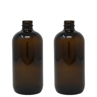 480ml (16oz) Amber Glass Boston Round Bottle Only - Oil Life Canada - Canada's Best Essential Oil Supplies