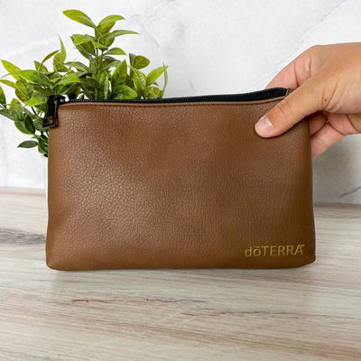 Brown Vegan Leather Essential Oil Pouch
