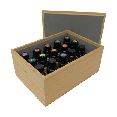 Bamboo Essential Oil Display with Lift-Off Lid - Oil Life Canada - Canada's Best Essential Oil Supplies