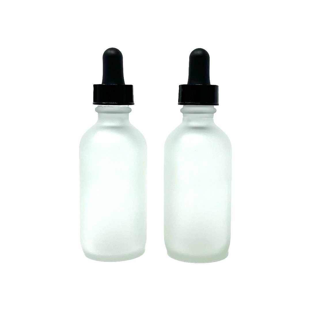 60ml (2oz) Frosted Glass Boston Round with Dropper - Oil Life Canada - Canada's Best Essential Oil Supplies