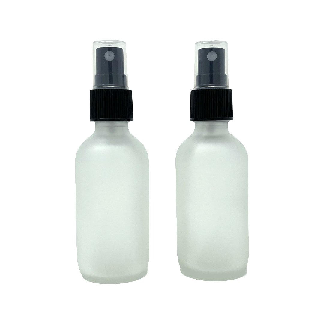 60ml (2oz) Frosted Glass Boston Round with Mister - Oil Life Canada - Canada's Best Essential Oil Supplies