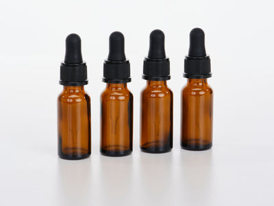 Amber Glass Bottle with Dropper Top 4pk - Oil Life Canada - Canada's Best Essential Oil Supplies